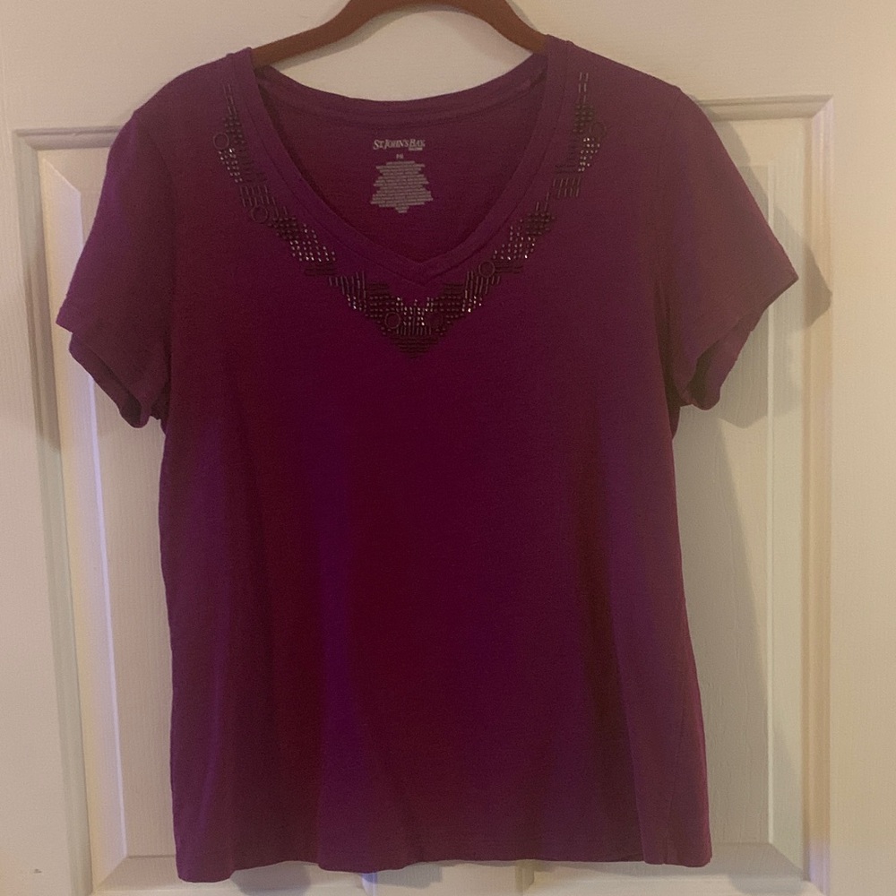 St. John's Bay Deep Purple Embellished Tee